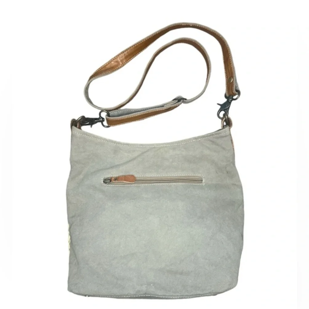 Myra Bag Tri n' Zig Upcycled Canvas &‎ Leather Shoulder Bag
